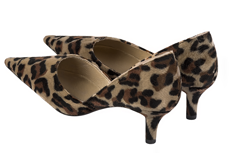 Safari black women's open arch dress pumps. Pointed toe. Medium slim heel. Rear view - Florence KOOIJMAN